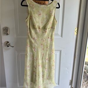 Studio Y Floral Midi Dress in Light Yellow and Pink